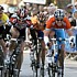 Frank Schleck and Kim Kirchen sprint to the finish line in the second stage of Tour Meditranen 2005